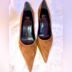 Stuart Weitzman brown suede and leather pump heels